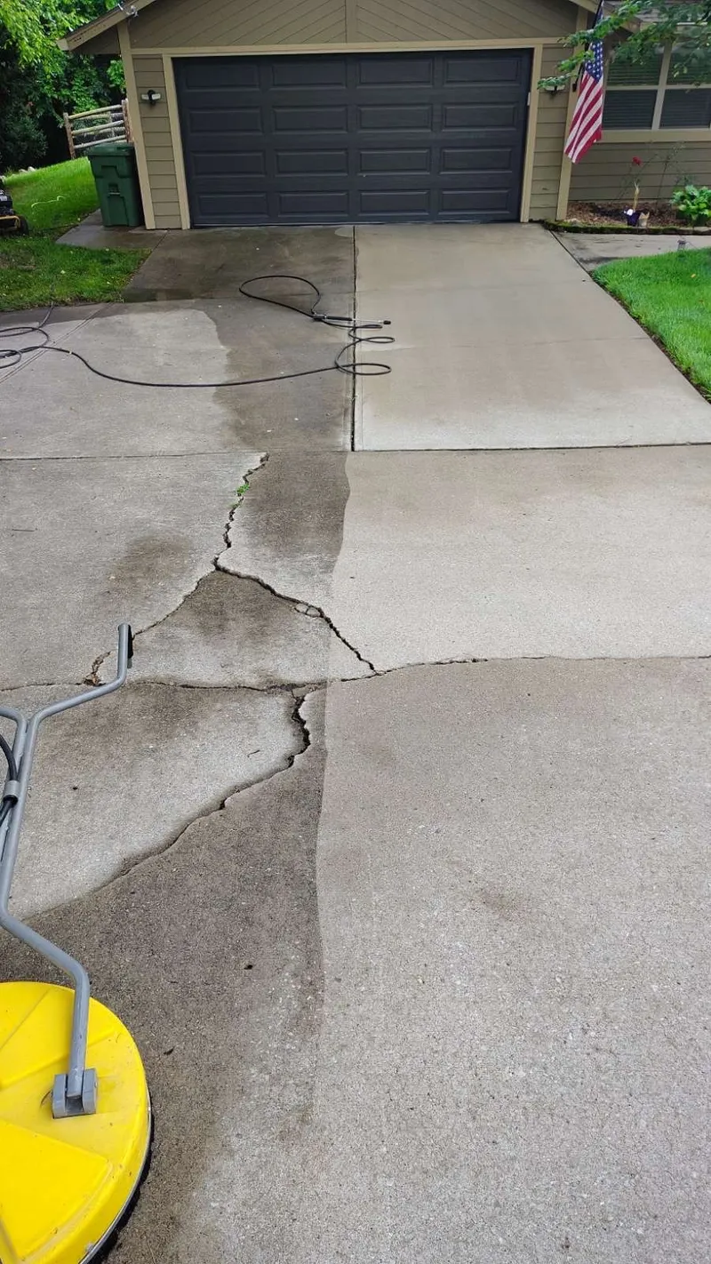 Exterior surface cleaning for concrete and other outdoor areas