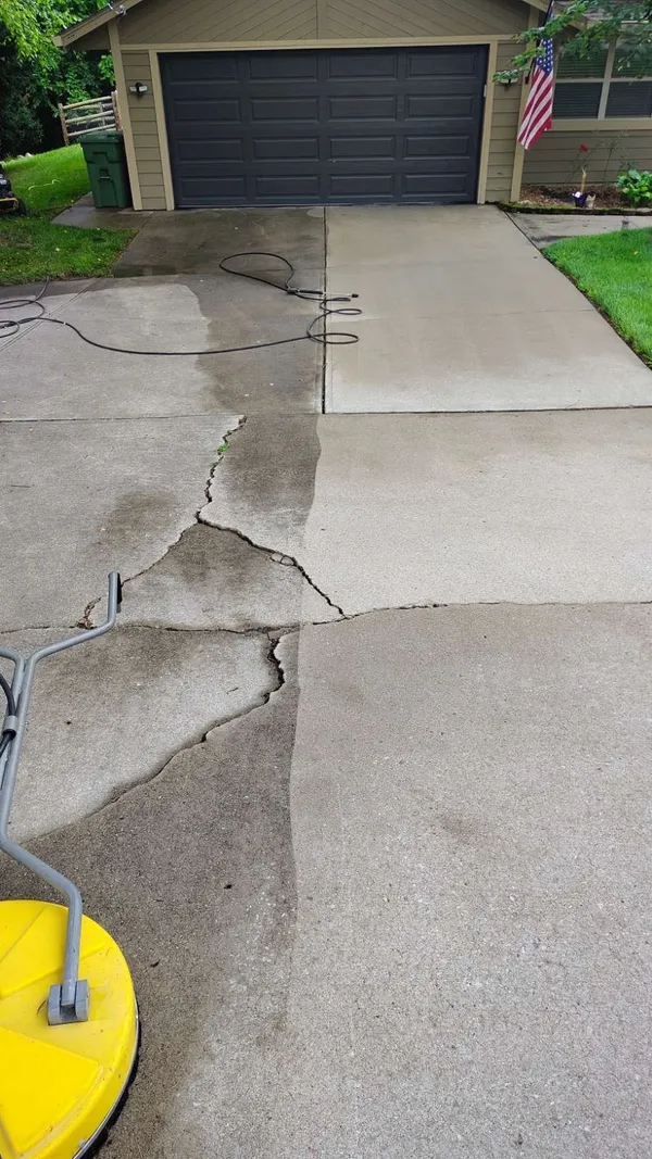 Exterior surface cleaning for concrete and other outdoor areas